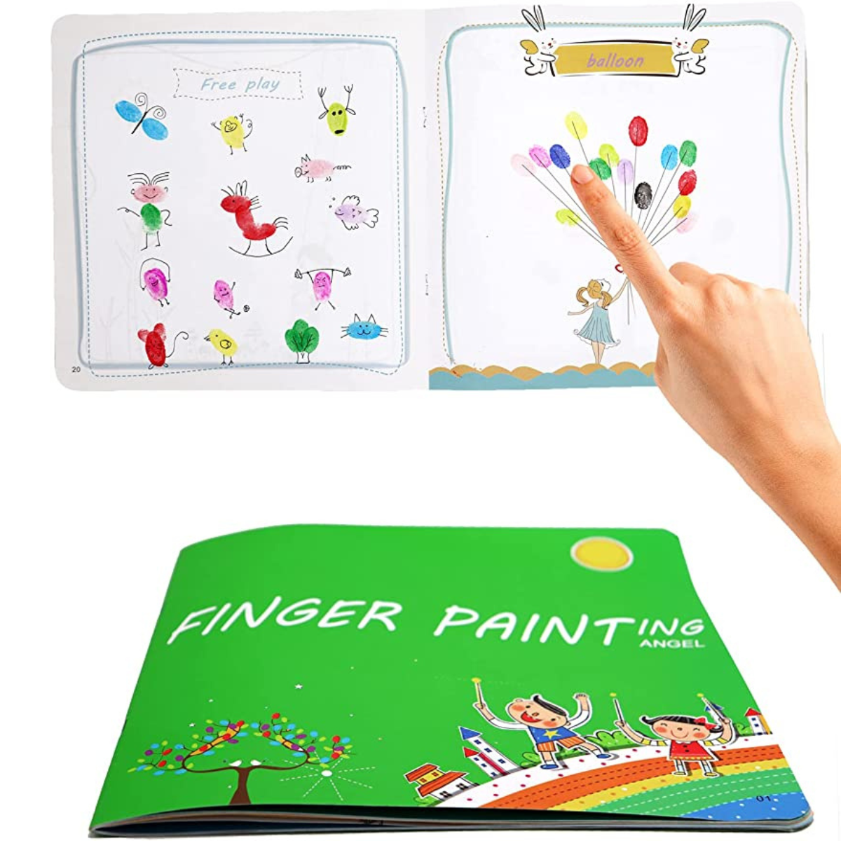 Kids washable finger and brush paint set