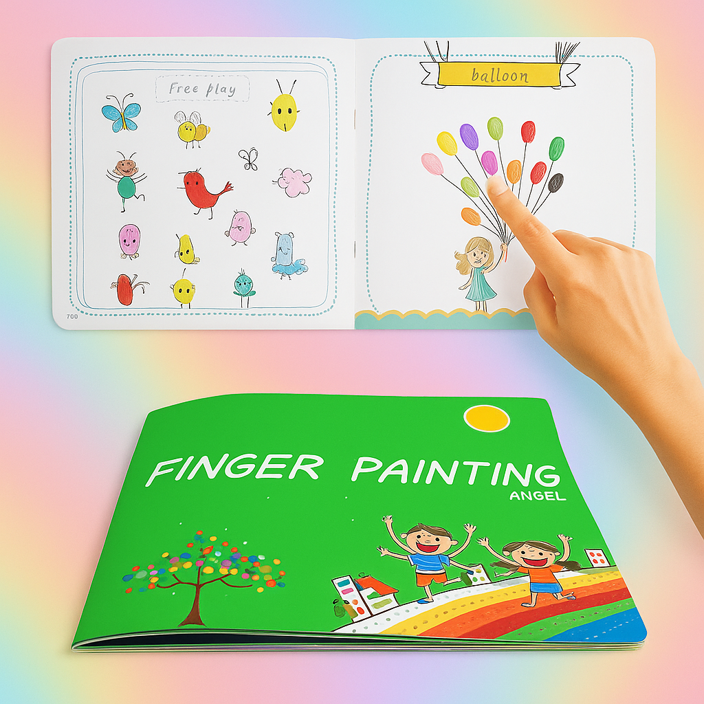 Kids washable finger and brush paint set