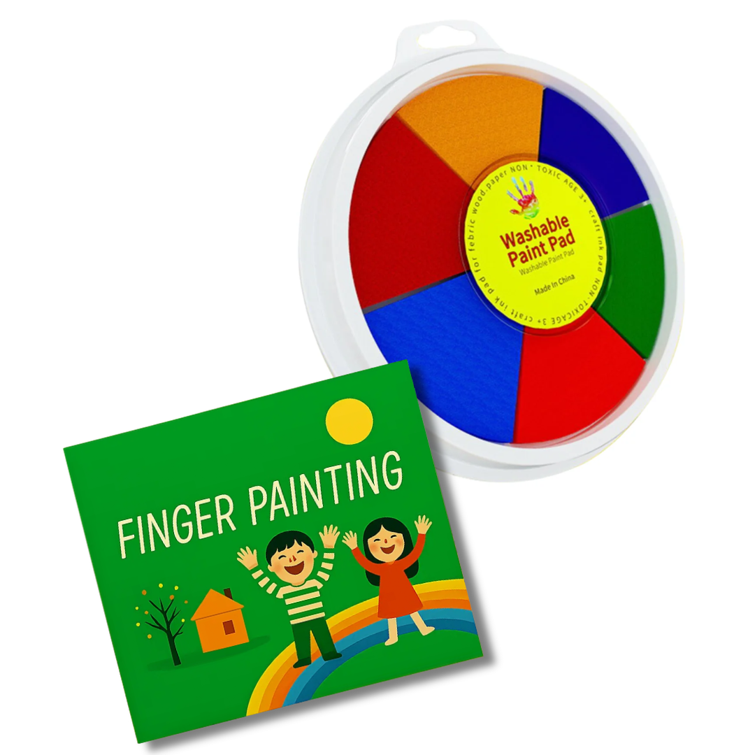 Kids washable finger and brush paint set
