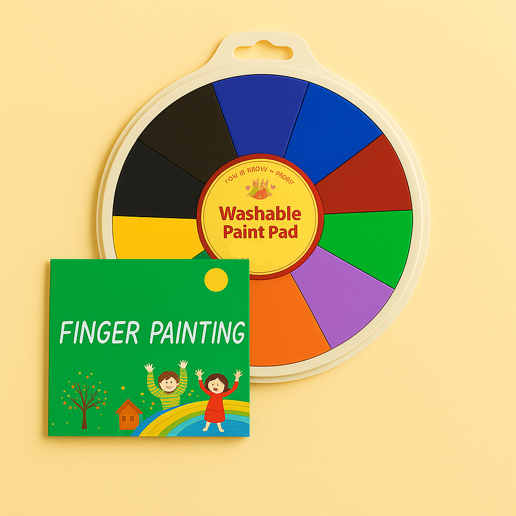 Kids washable finger and brush paint set