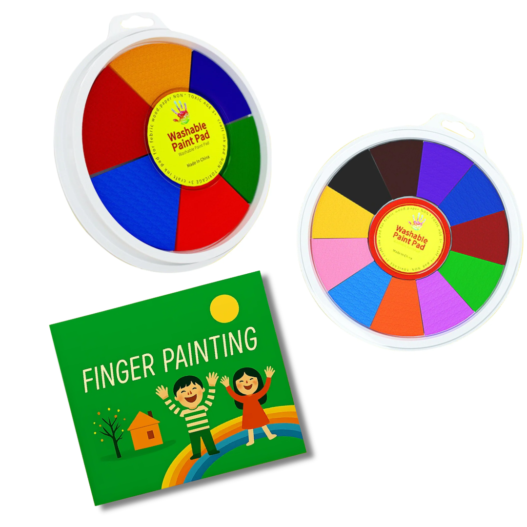 Kids washable finger and brush paint set