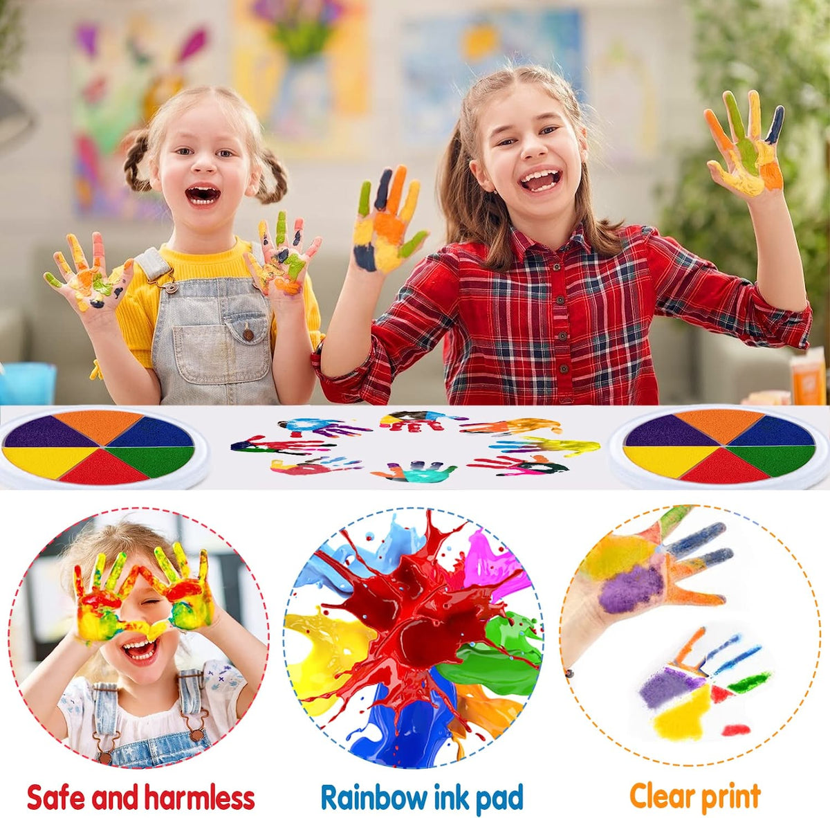 Kids washable finger and brush paint set