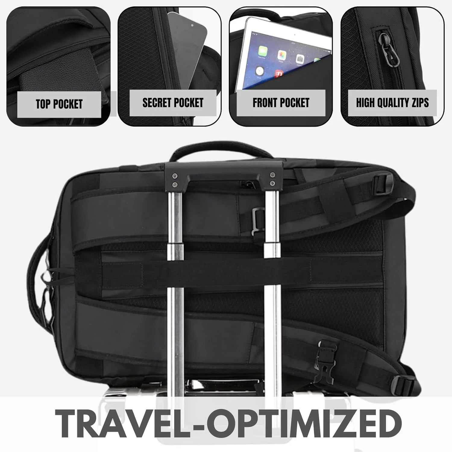 Water-resistant 15-inch laptop backpack with USB-C port and side access