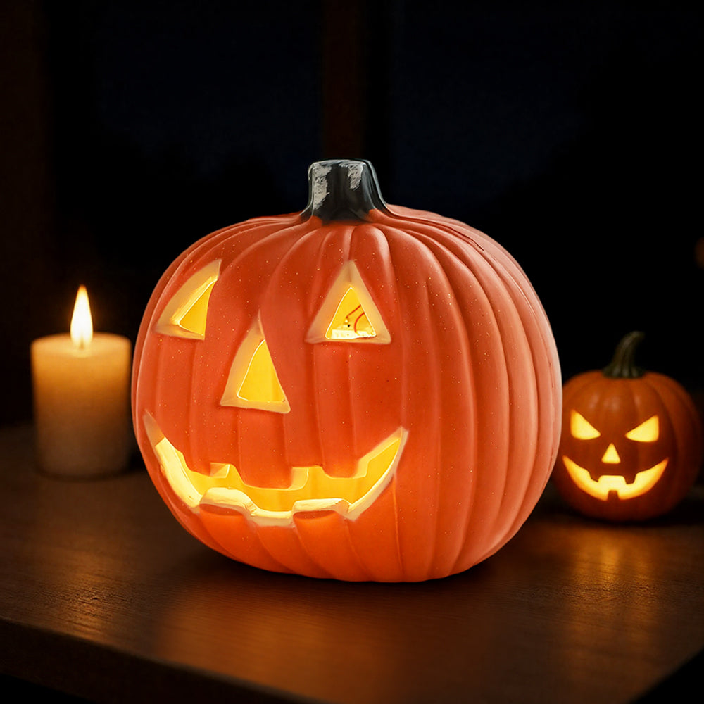 LED pumpkin lantern, battery-operated cordless Halloween light