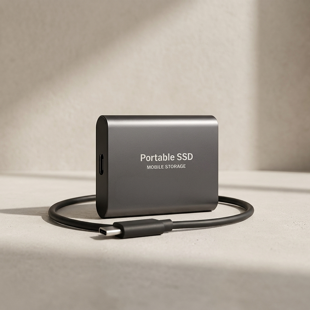 Portable External SSD – 64 GB USB-C USB 3.1 Pocket Drive for Fast File Transfers