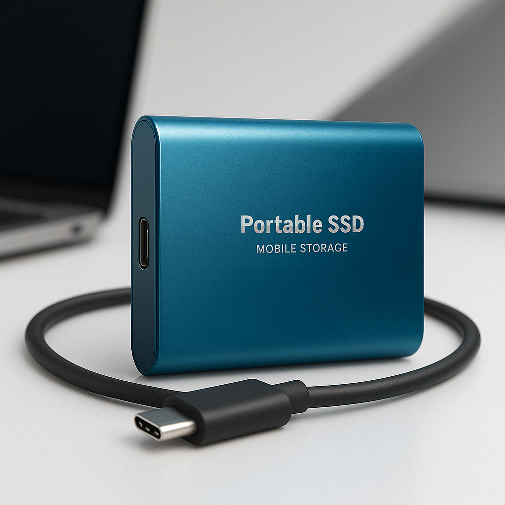 Portable External SSD – 64 GB USB-C USB 3.1 Pocket Drive for Fast File Transfers