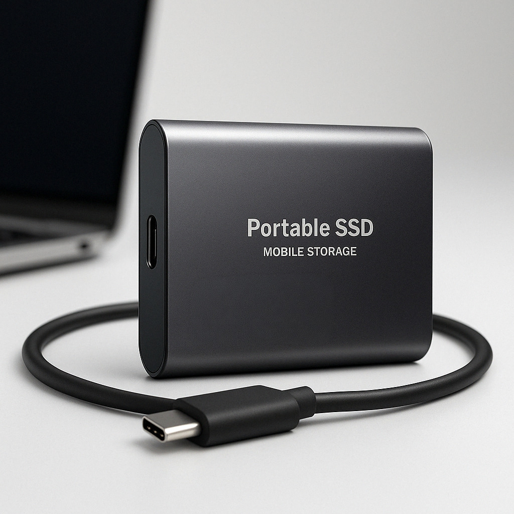 Portable External SSD – 64 GB USB-C USB 3.1 Pocket Drive for Fast File Transfers