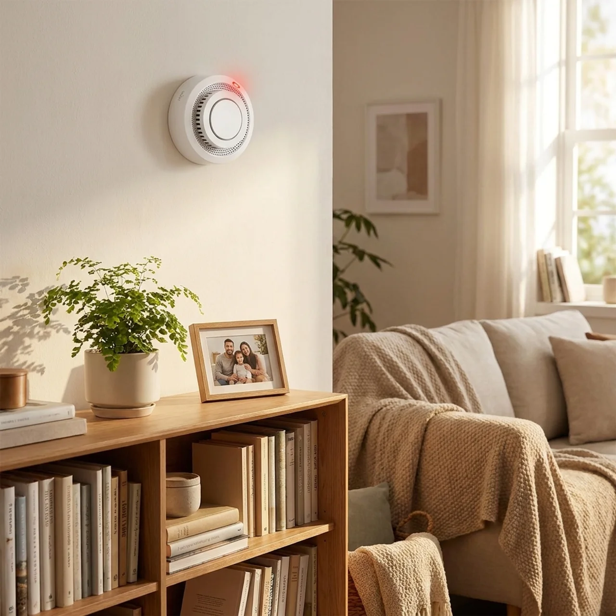 Smart WiFi Smoke & Heat Detector – 85 dB Alarm, App Alerts, Ceiling or Wall Mount