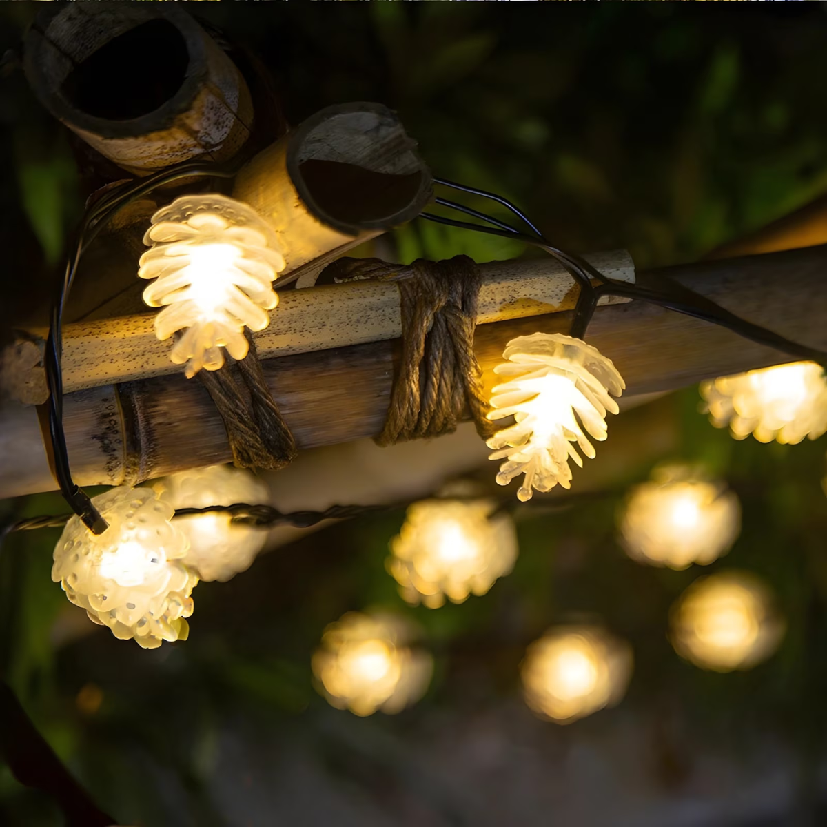 Solar Christmas Lights – LED Pine Cone & Snowflake, Multiple Modes