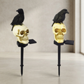 Solar Halloween crow skull garden light