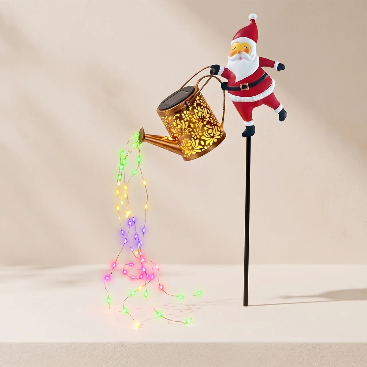 Solar Kettle Light with Santa – Multicoloured LED Garden Decoration