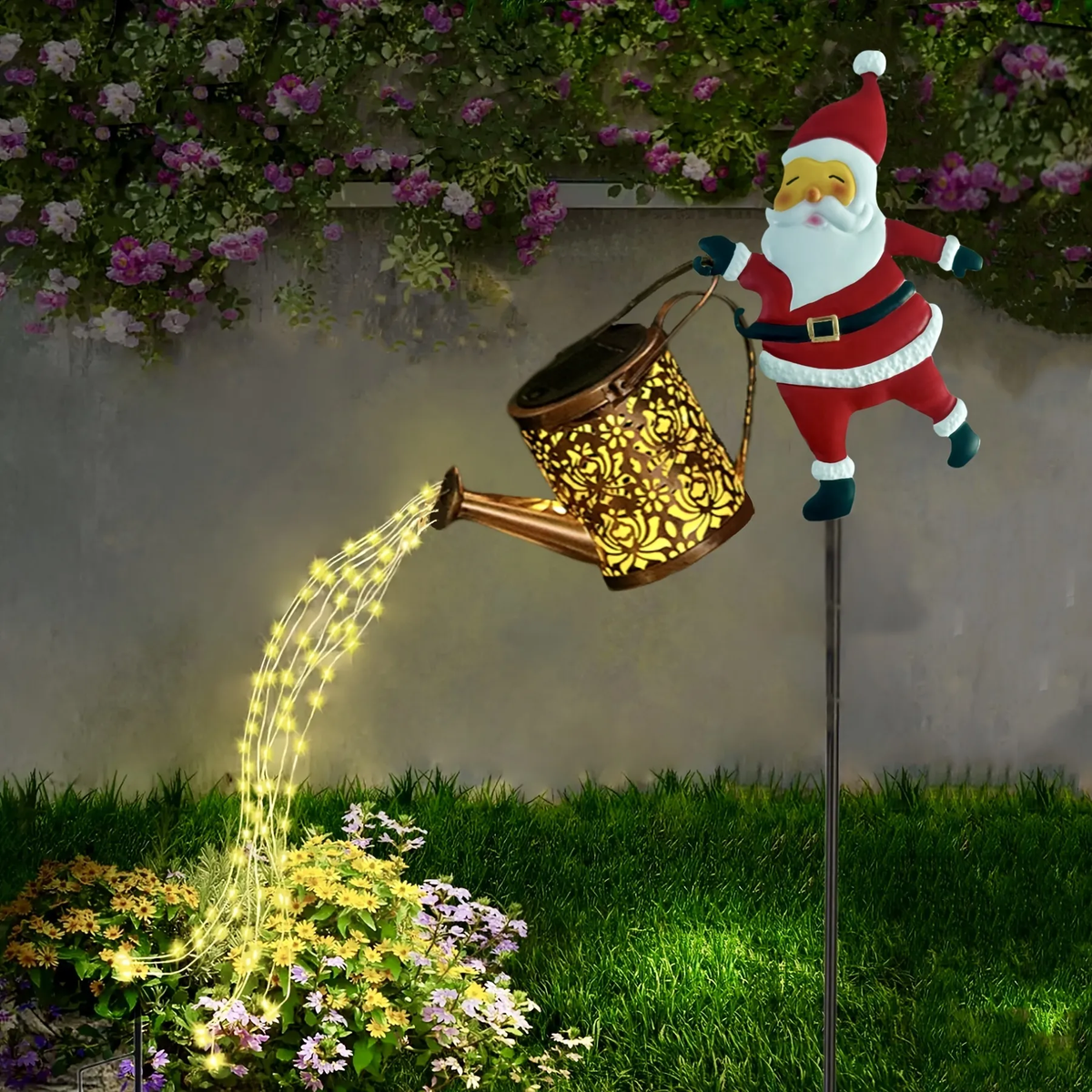 Solar Kettle Light with Santa – Multicoloured LED Garden Decoration