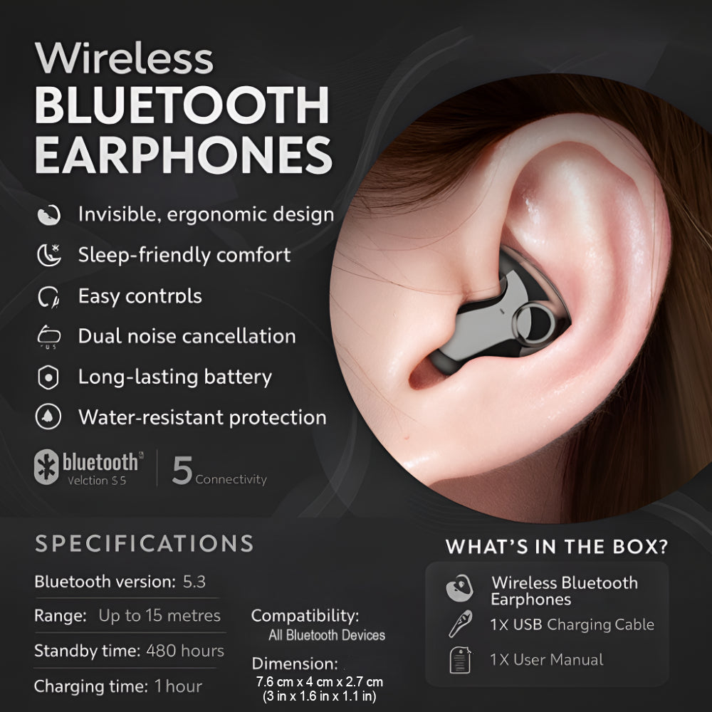 Wireless Bluetooth Earbuds – Noise-Cancelling In-Ear with 24-Hour Charging Case