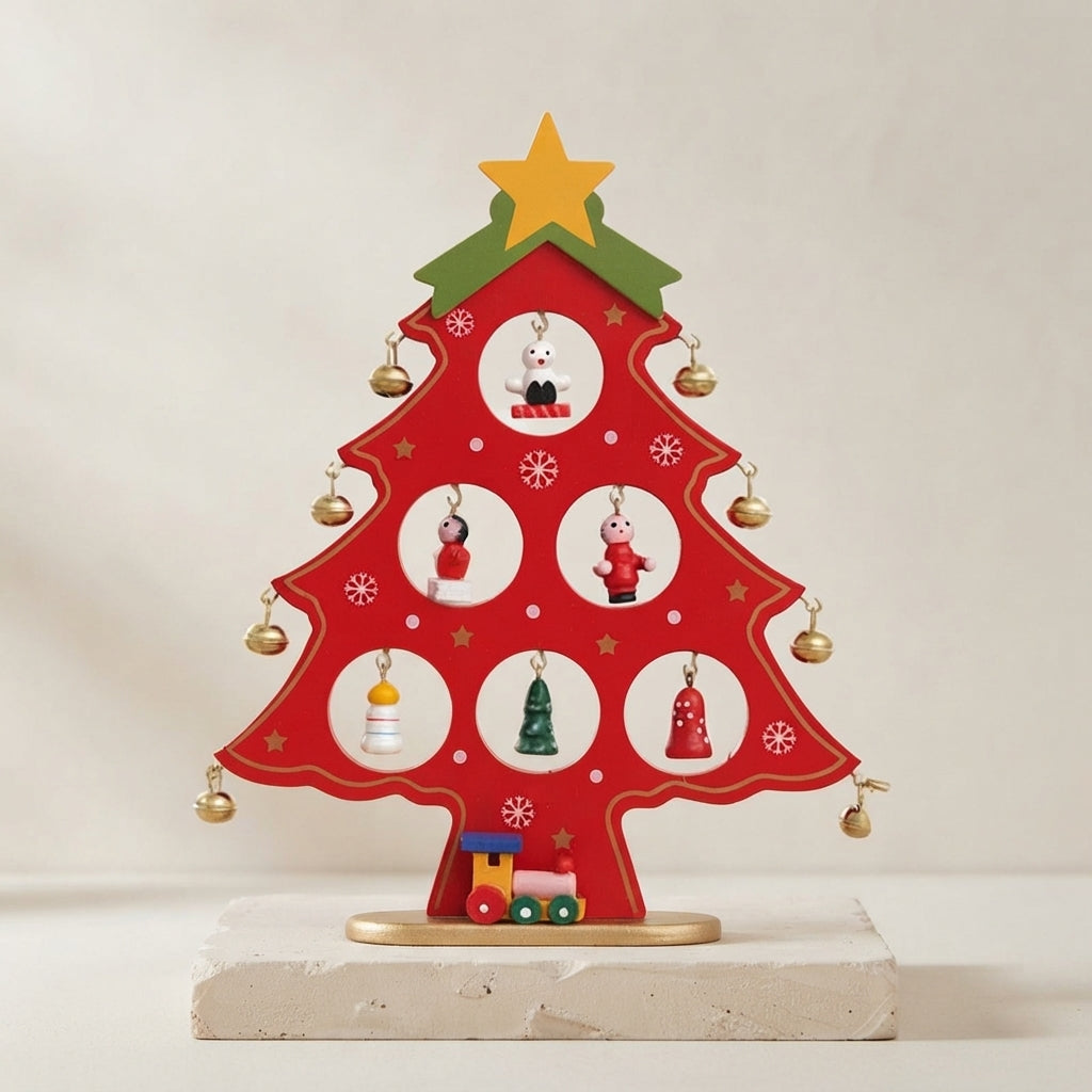 Wooden Christmas Ornament – Miniature Desk & Shelf Decoration
