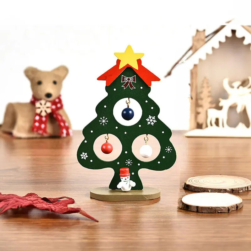Wooden Christmas Ornament – Miniature Desk & Shelf Decoration