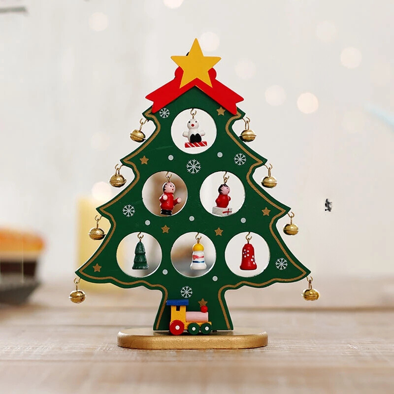 Wooden Christmas Ornament – Miniature Desk & Shelf Decoration