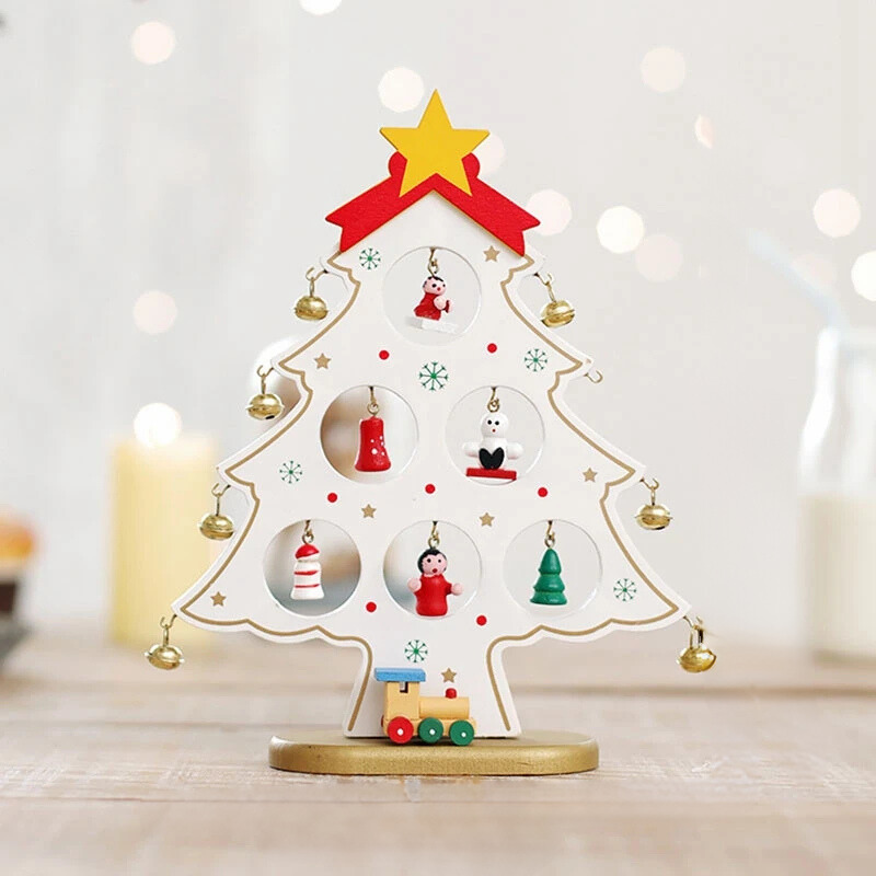 Wooden Christmas Ornament – Miniature Desk & Shelf Decoration