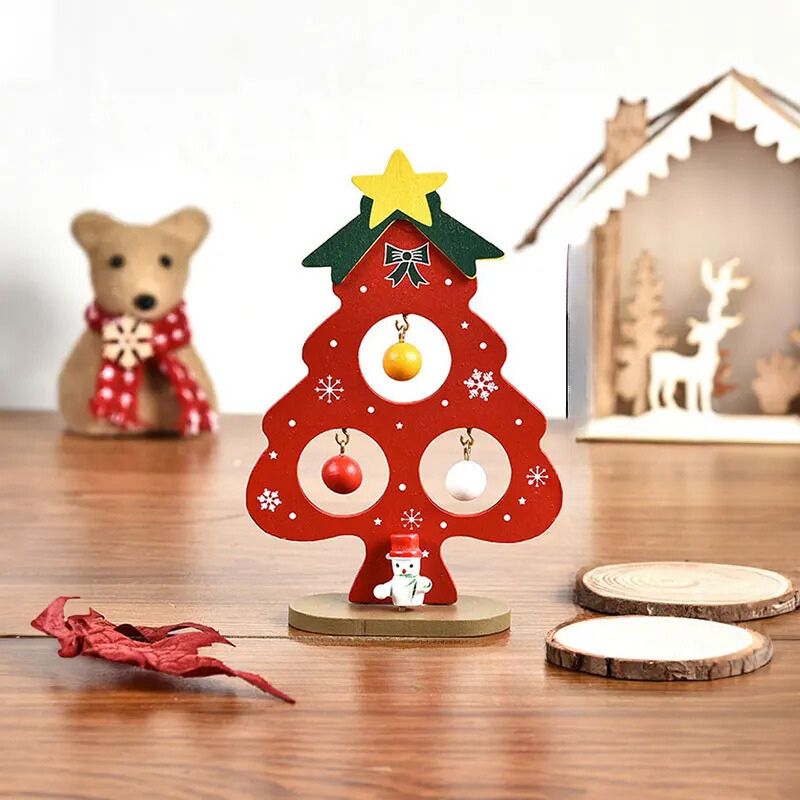Wooden Christmas Ornament – Miniature Desk & Shelf Decoration