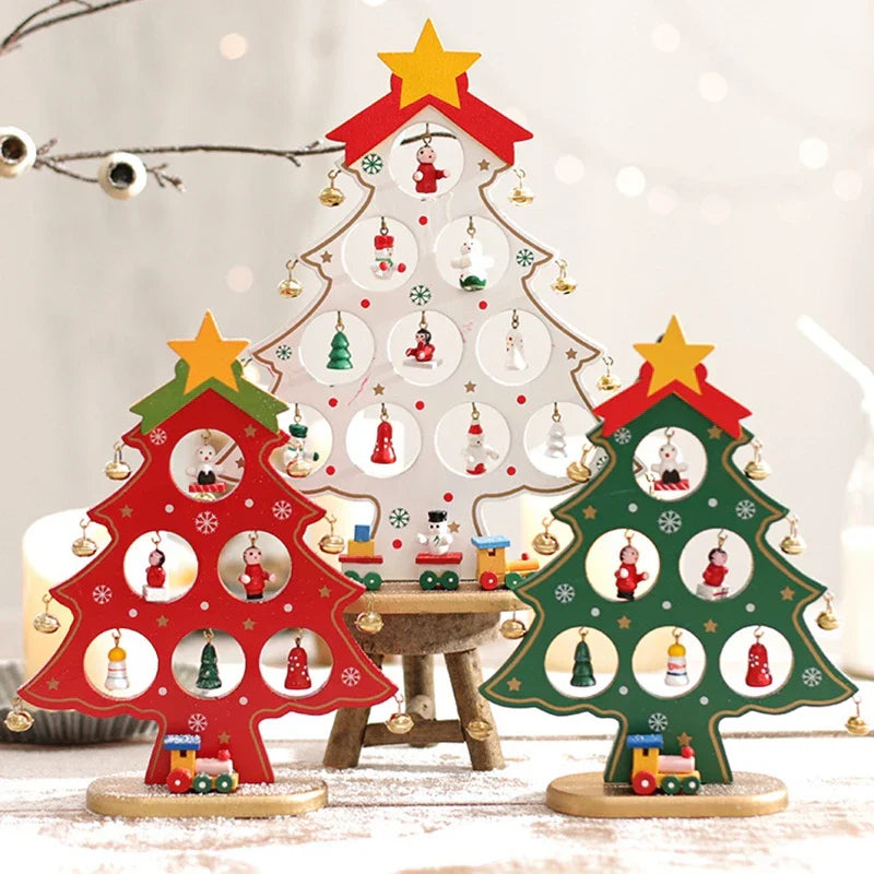 Wooden Christmas Ornament – Miniature Desk & Shelf Decoration