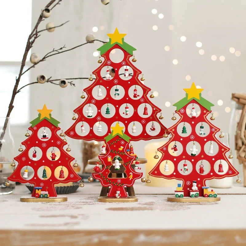 Wooden Christmas Ornament – Miniature Desk & Shelf Decoration