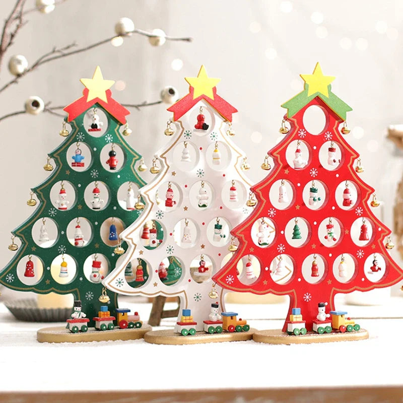 Wooden Christmas Ornament – Miniature Desk & Shelf Decoration